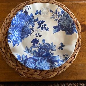 4 Shabby Chic Blue Floral Dinner Plate